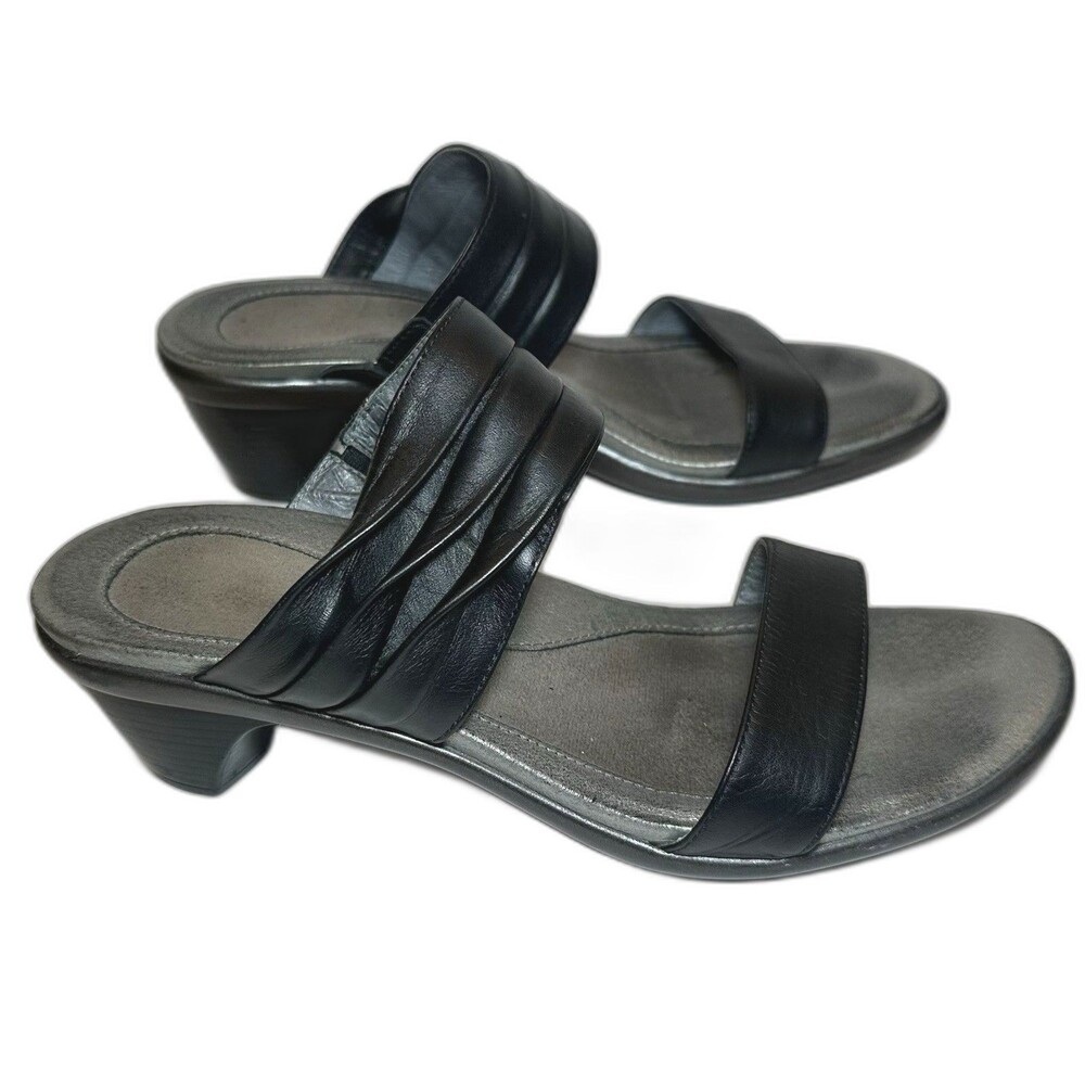 Naot Isis Black Leather Slide Sandals Womens EU 40 US 9 Comfort